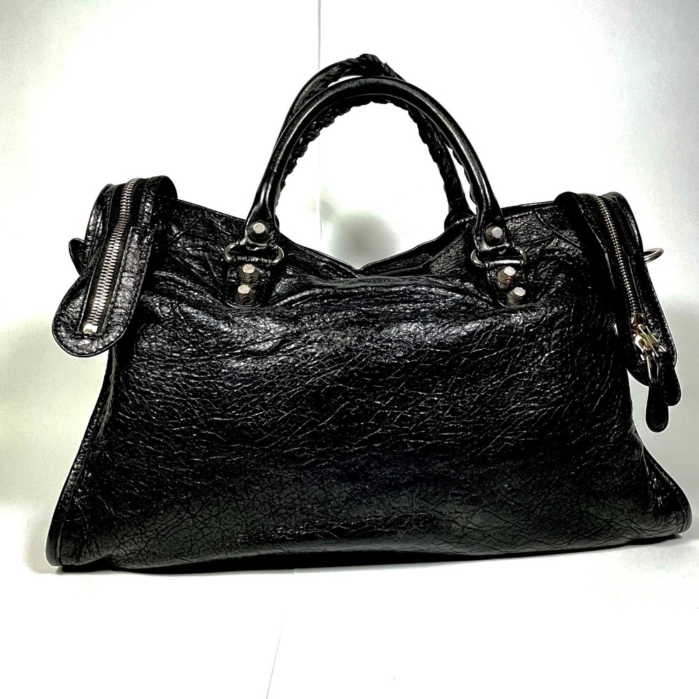 Balenciaga Giant 12 City Bag Black Lambskin Leather Silver Hardware Motorcycle - Picture 4 of 16